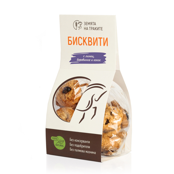 Занаятчийски бисквити с лимец, боровинка и кокос, 100 г